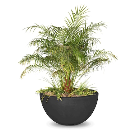 The Outdoor Plus 30 Round Luna Planter Bowl - GFRC Concrete - Black - OPT-LUNPO30-BLK